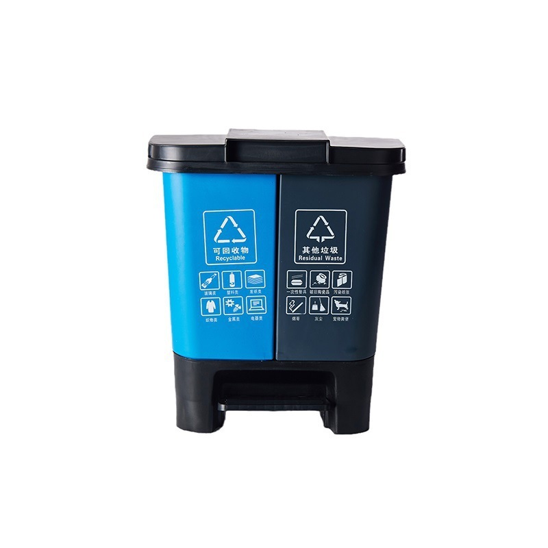 Bleu et gris (recyclable et autres matériaux)