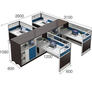 价格便宜现代设计4人办公电脑桌员工工作站办公家具桌 - Product Image 1