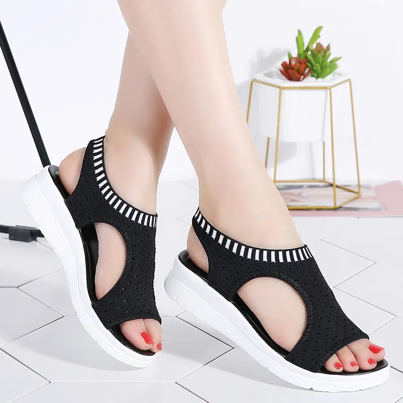 Sandalias de verano para mujer, zapatos planos con plataforma a la moda para caminar