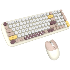 2,4 GHz inalámbrico Bluetooth modo dual retro colorido teclado y ratón redondo conjunto combinado - Product Image 1