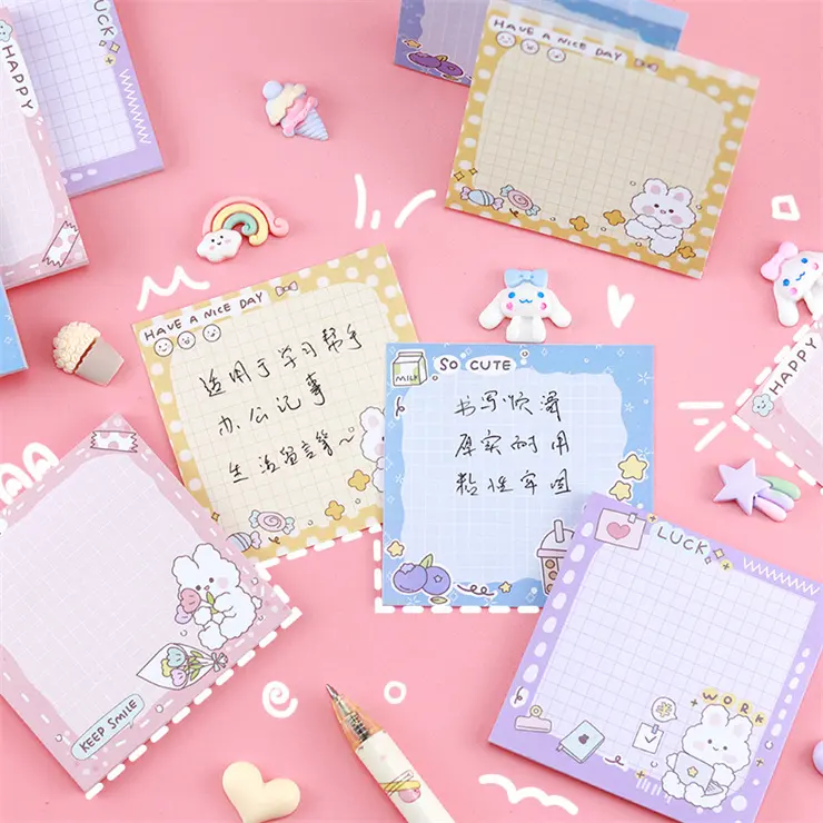 छोटे MOQ स्टेशनरी कोरियाई कार्यालय पुस्तकालय स्कूल बहु कार्यात्मक kawaii स्टेशनरी कस्टम सजावटी रंगीन कागज चिपचिपा नोट्स जानवरों डिजाइन किताबें सामान चिपचिपा नोट
