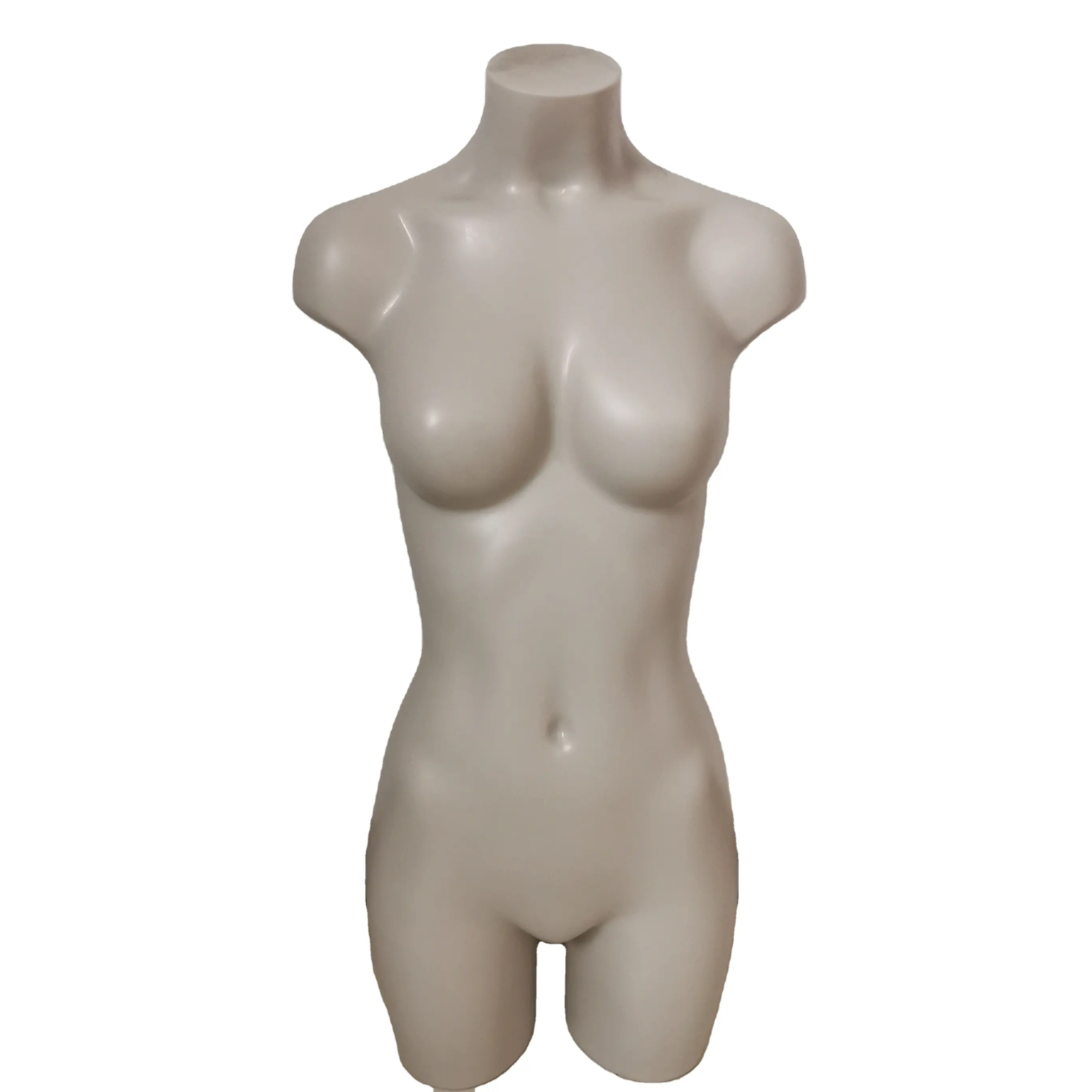 Maniquí de pecho grande con cabeza femenina de plástico de medio cuerpo con hombros