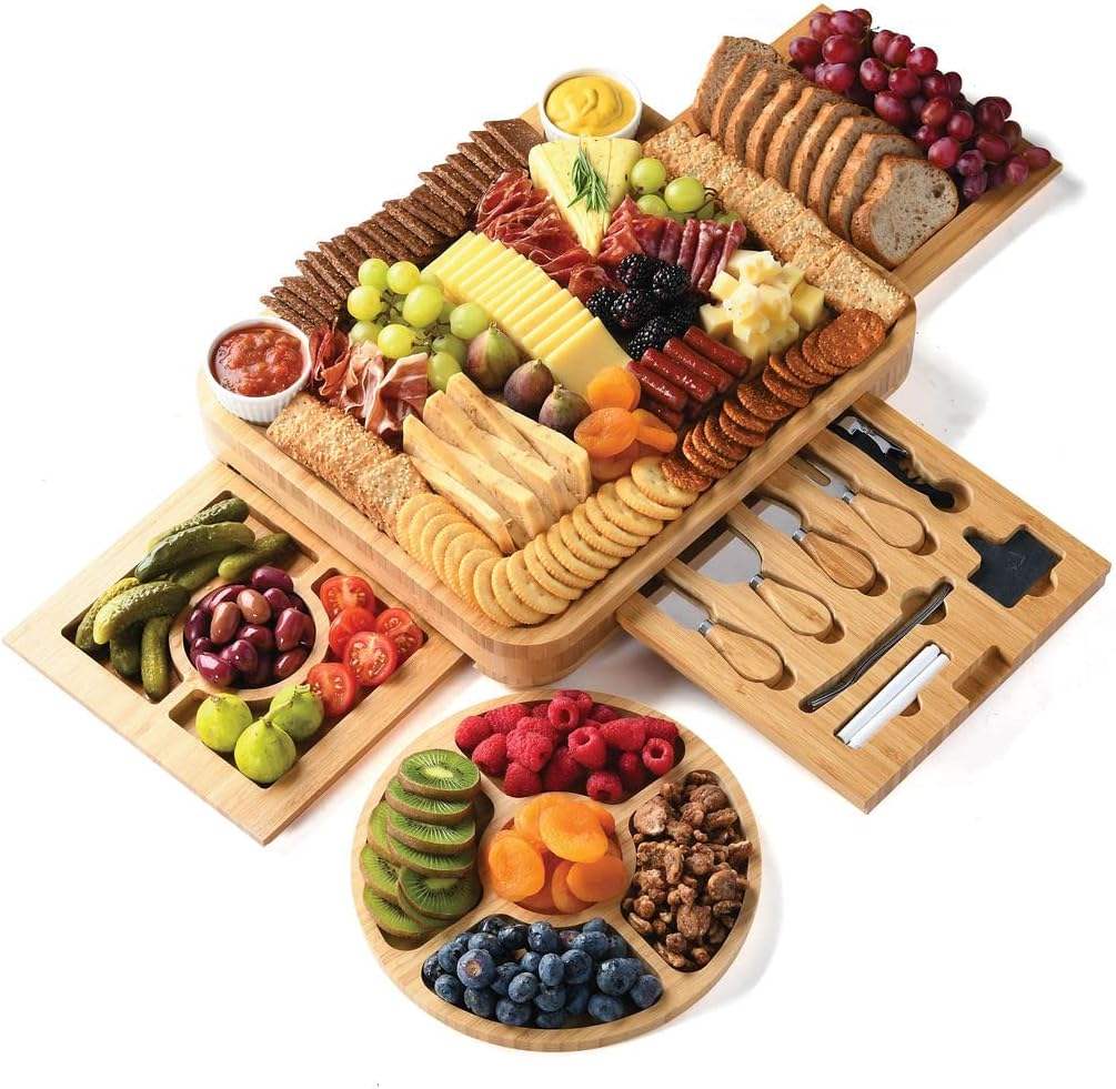 cheese board with 3 drawers