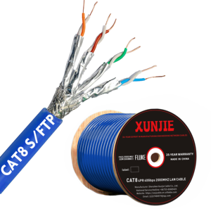 8-core เครือข่าย Cat8ป้องกันสองชั้น Lan สายอีเทอร์เน็ต305M FTP 22AWG0.64MM PVC LSZH ทองแดงผ่านการทดสอบ30เมตรในร่ม8แกนบิด - Product Image 1