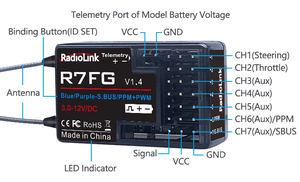 Radyolink RC6GS V3 7CH radyo verici + R7FG alıcı Gyro RC araçlar araba tekne modeli parçaları için entegre - Product Image 4