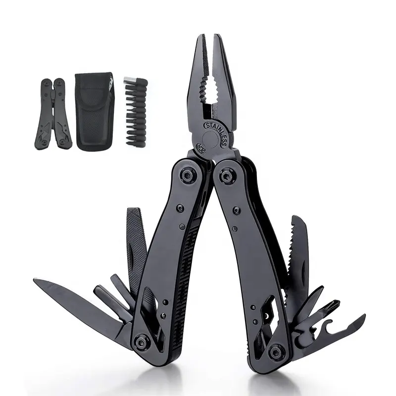 Hot Sale Blackening treatment Handle Multitool Pliers Multifunction Knife Camping Folding Pliers 10In1 Multi Tool Outdoor Tools