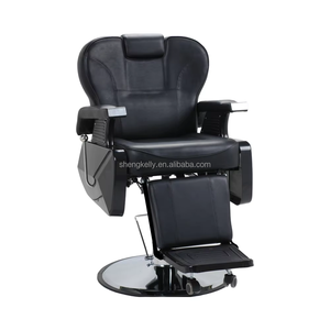 High Quality <strong>Belmont</strong> Barber Chair for Beauty Salon and Dining Black Leather with Hydraulic Takare Wood Material