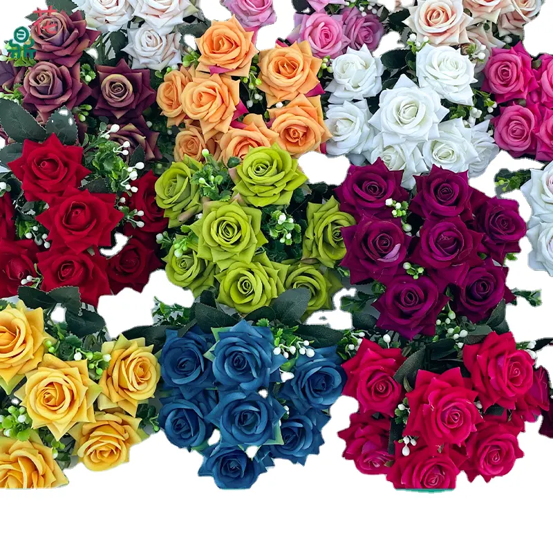 Paquete LFH 7 cabeza franela esquina Rosa jardín venta al por mayor Flor de seda francés hogar paisaje flores