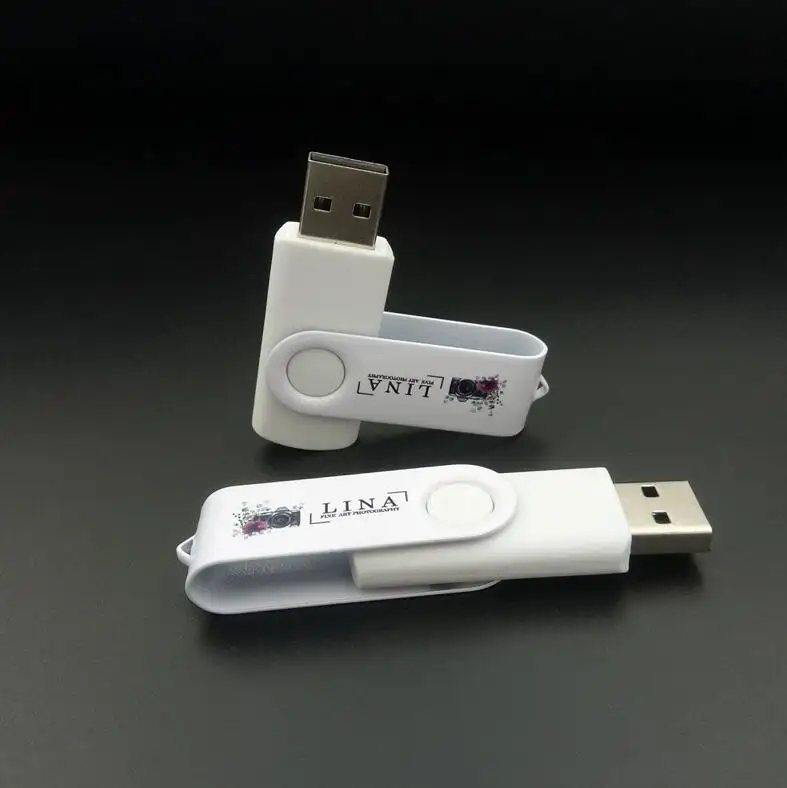 Putih Putar USB Flash Drive 1GB 2GB 4GB 8 Gb 16GB USB 2.0 3.0 dengan Logo printing