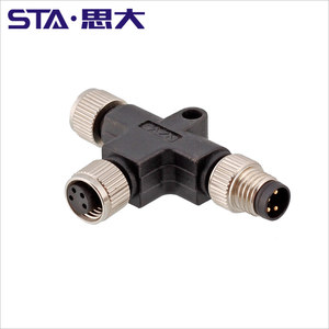OEM ODM M8 T-shape Male Female <strong>3</strong>/4 Pin Waterproof Automotive Connectors 5B 6P T-Type <strong>3</strong> <strong>Way</strong> Splitter Model M12 <strong>5</strong> Pin Din Adaptor - Product Image 2