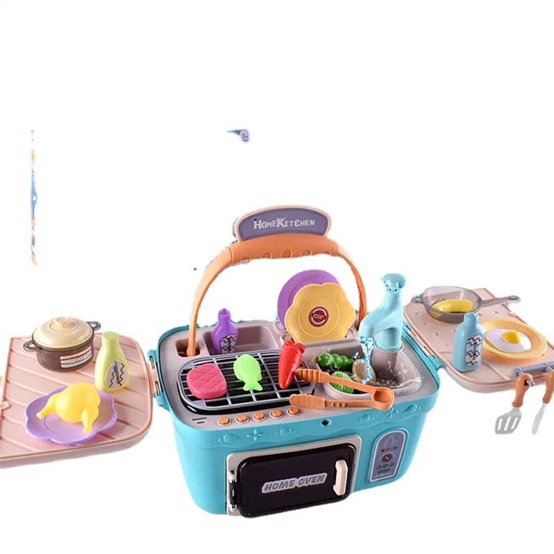 HY Brinquedos simulação cesta de piquenique pode forno de micro-ondas de água cozinhar crianças brincar de casinha de brinquedo cozinha