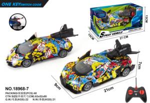 Nuevo 1:20 apertura de puerta de un botón con función de pulverización Coche de control remoto Control remoto eléctrico Coche de policía Modelo de coche de juguete - Product Image 6