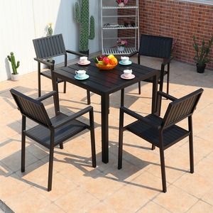 工厂指导户外桌子铝带4个座位塑料木材方桌 - Product Image 5
