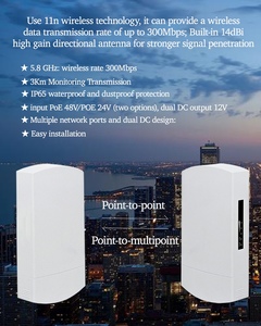 3Km屋外ワイヤレスブリッジ300Mbps WiFi AP/CPE/ブリッジデュアルDC12V出力24V/48VPOE入力サポート通信ネットワーク - Product Image 5