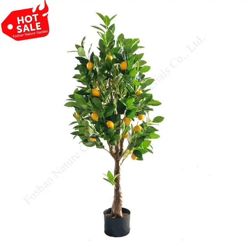 Árvore de limão artificial para bonsai, árvore de limão decorativa barata de plástico de frutas falsas