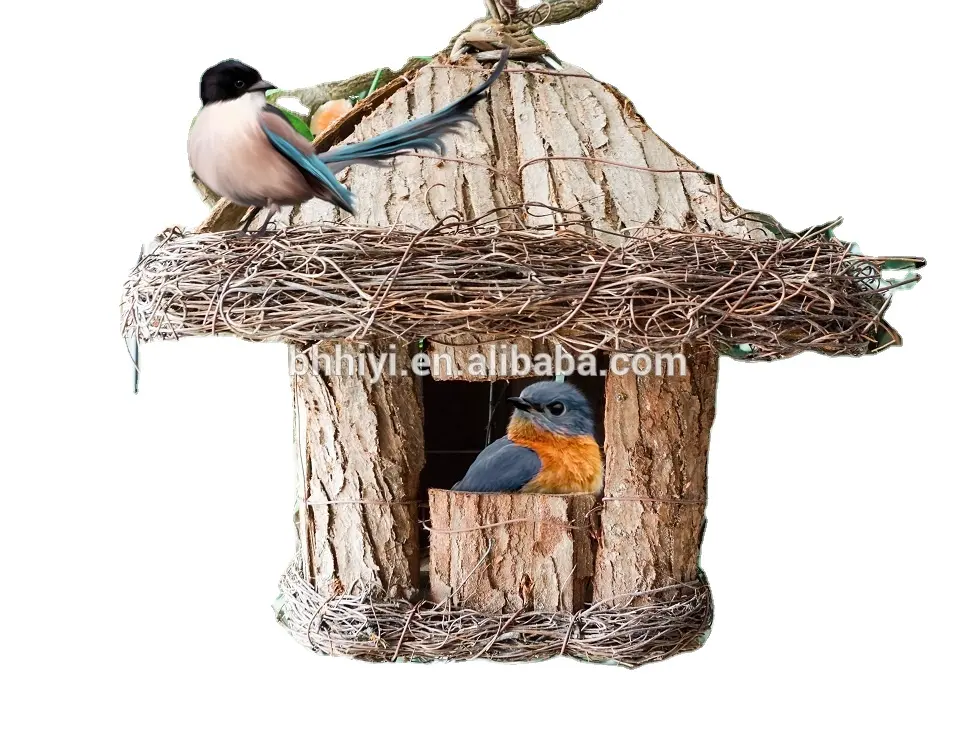 Panier d'alimentation en rotin d'écorce pour oiseaux, fait à la main, écologique, nid d'oiseaux, offre spéciale