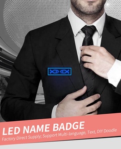 USBアプリコントロールLEDプログラム可能な名前バッジミニLEDバッジ、マグネットとピンスクロールディスプレイメッセージサイン充電式LED - Product Image 3