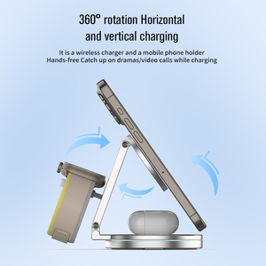 ขาตั้งแม่เหล็กพับได้แบบ3-in-1 15W พร้อมโรตารี่360 ° สินค้าใหม่สำหรับนาฬิกาโทรศัพท์ Qi2นาฬิกาไร้สาย - Product Image 2