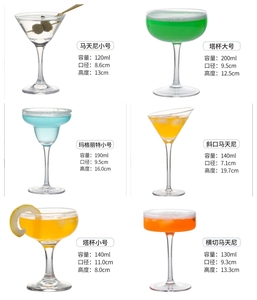 不同设计鸡尾酒玻璃柯林斯高球玻璃马提尼轿跑车玻璃派对圣诞用