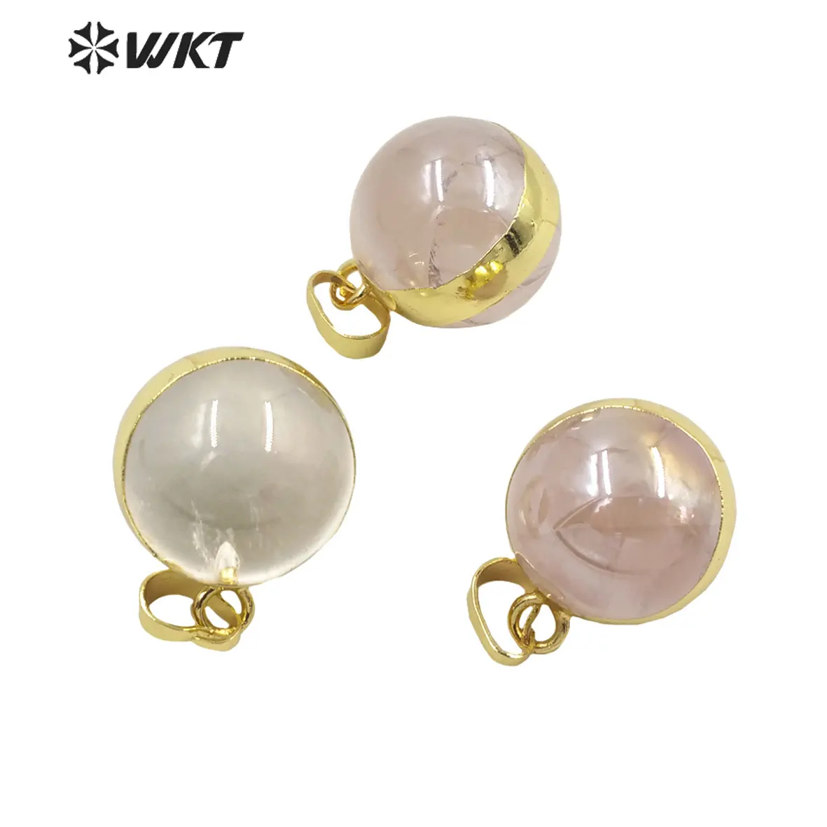 Colgante de cristal de Aura para mujer, bola redonda pequeña y Adorable de WT-P1810, accesorios de joyería de cuarzo rosa de fantasía, colgante de cuarzo natural