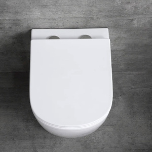 玻璃浴室现代旅行厕所，内置坐浴盆，面向壁式平底锅 - Product Image 2