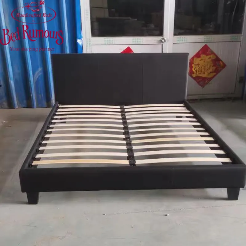 Vente en gros tête de lit rembourrée queen king size cadre de lit en cuir velours avec matelas