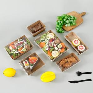 使い捨てミールボックス厚手のクラフト紙環境にやさしい持ち帰りボックスサラダフルーツ野菜ステーキボックス - Product Image 4