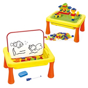 3 In 1 çocuk eğitim masası oyuncak manyetik yazı tahtası oyuncak yapı taşları set masa - Product Image 3
