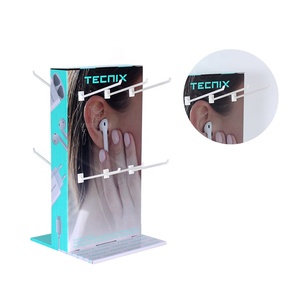 Pantalla de contador giratorio de 2 lados PDQ personalizada con gancho de clavija para accesorios digitales auriculares Bluetooth caja de gancho de cartón corrugado - Product Image 2
