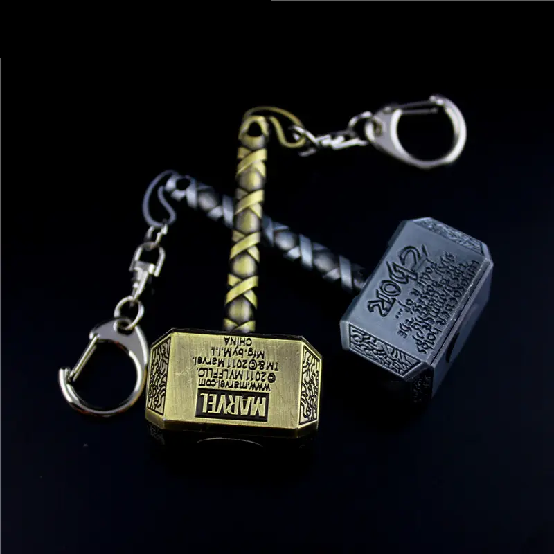 זול Thor פטיש צעצוע מתכת מלאכות Keychain שרשרת פטיש משחק היקפי מתנת חג מתנה