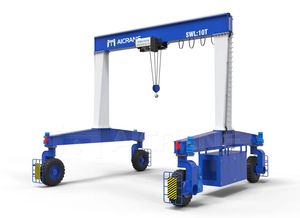 Height Adjustable Electric Hydraulic Portable Rubber Tire Gantry Crane With Remote Control and 360 Degree Rotation