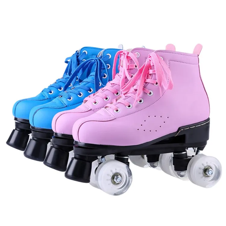 2024 Sapatos de patins de quatro rodas estilo quente patins quad rosa baratos para mulheres