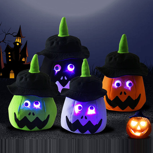 Seaux de lumière <span class=keywords><strong>LED</strong></span> décorés pour Halloween lueur Sac de bonbons vierge pour enfants Trick or Treat <span class=keywords><strong>Light</strong></span> Up <span class=keywords><strong>Pumpkin</strong></span> Halloween Basket