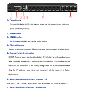 Procesador digital de gestión de altavoces de audio DSP de 4 entradas y 8 salidas NUOXUN