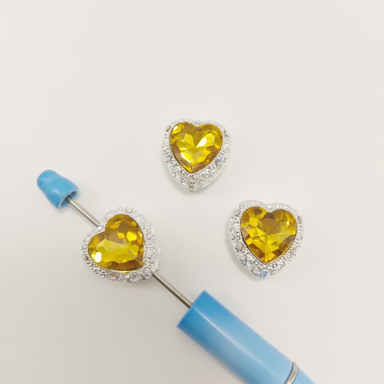 Plaqué argent - diamant jaune translucide