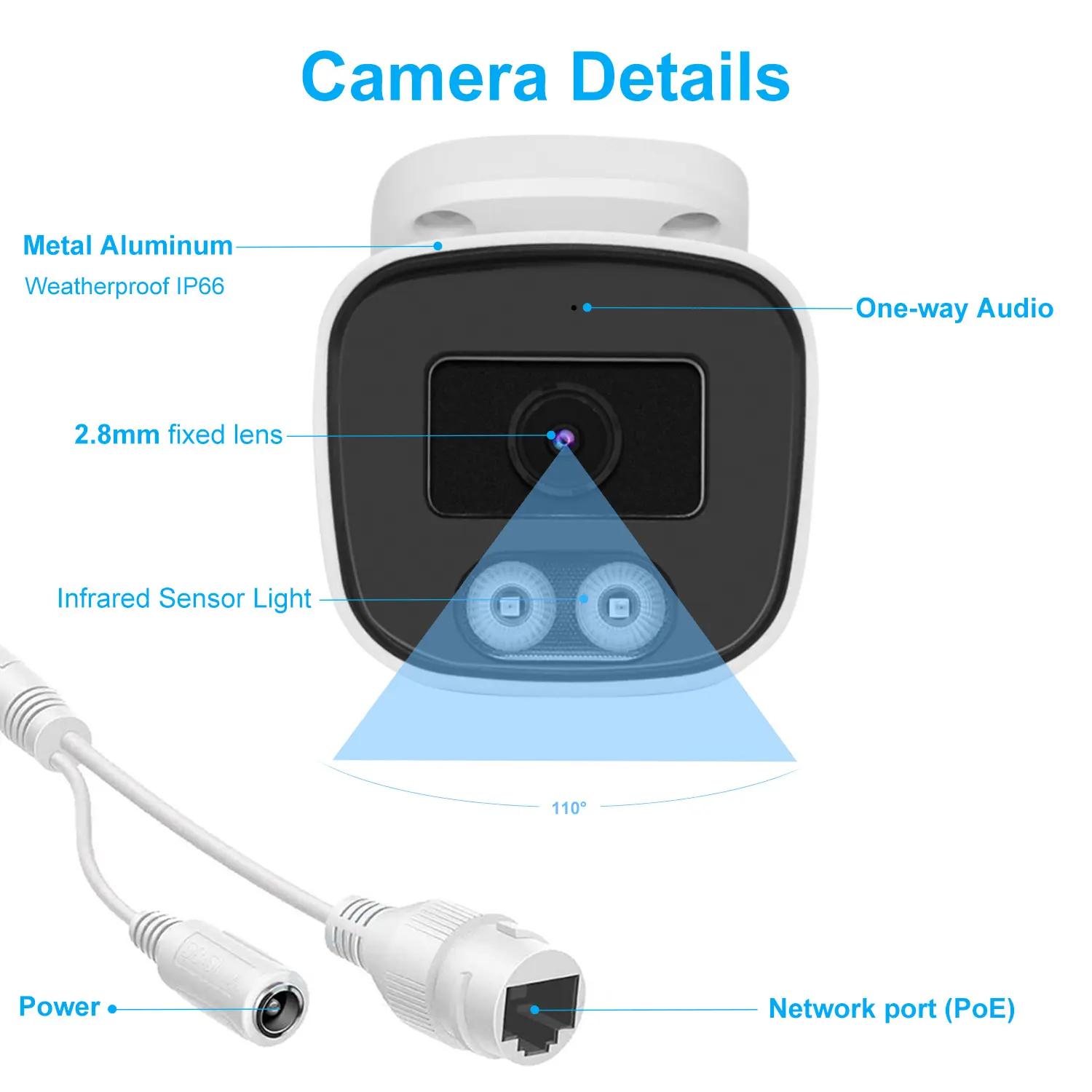 Anpviz 4MP caméra cctv mini caméra réseau Bullet extérieure IP66 Microphone intégré audio unidirectionnel IR 30m WDR H.265 caméra ip P2P