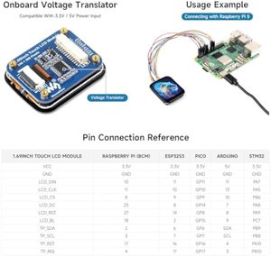 Aismartlink Waveshare 1.69inch Round LCD, Compatible with <strong>Raspberry</strong> <strong>Pi</strong> 5 240*280 Resolution, IPS, SPI and <strong>I2C</strong> Communication - Product Image 5