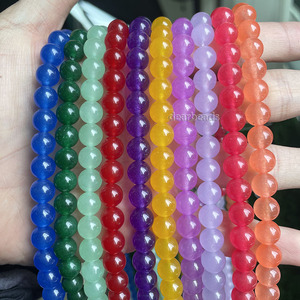 Wholesale Round Colorful Chalcedony Gemstone Beads, <strong>Jade</strong> Stone Loose Bead Strands for Jewelry Making, 4/6/8/10/12mm, 38cm <strong>Length</strong> - Product Image 2