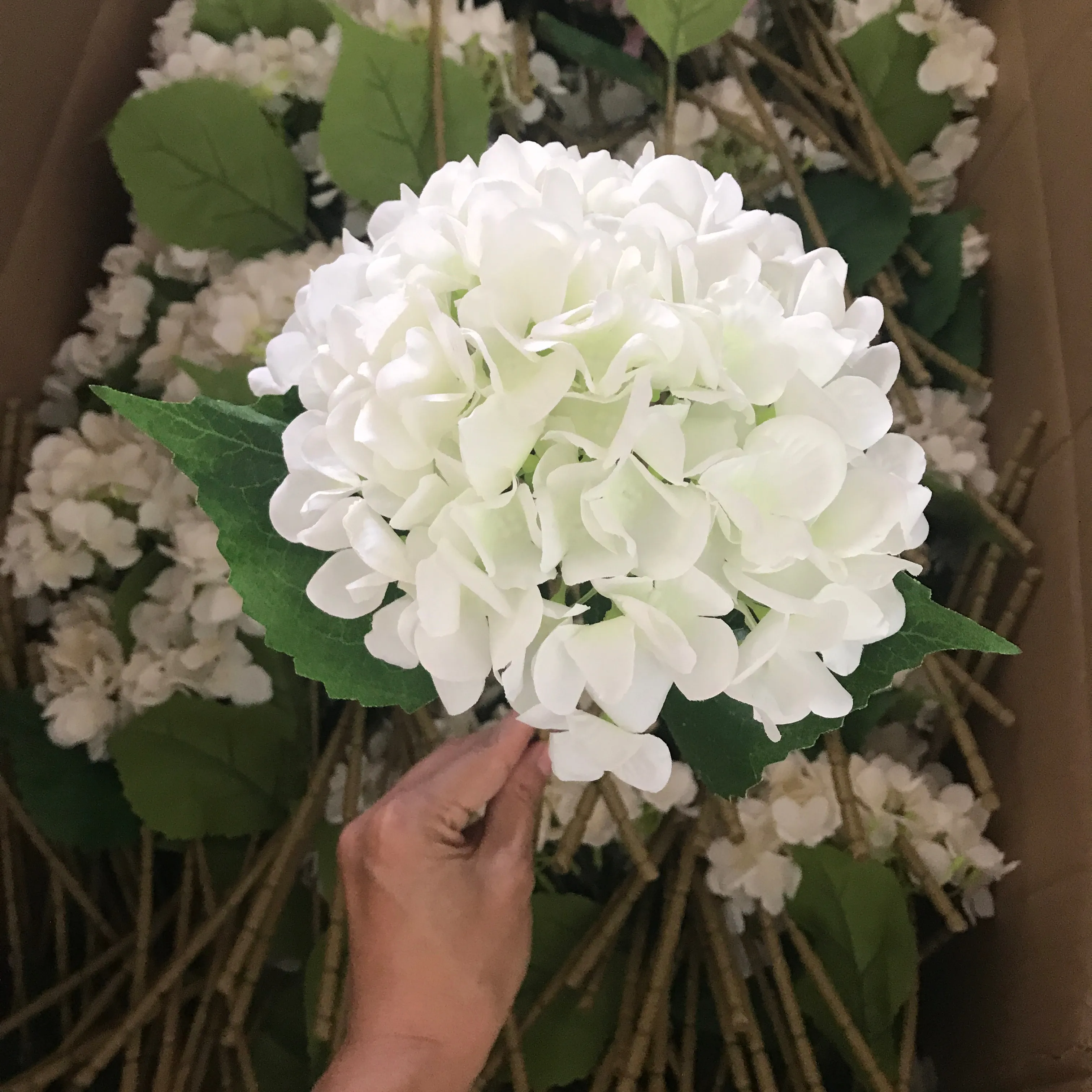 Ortensie avorio fiori di seta vero tocco hortensien grande foglia ortensia fiore artificiale per centrotavola matrimonio decorazioni per la casa