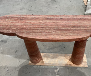 OEM ODM โต๊ะคอนโซลเคลื่อนที่สีแดง travertine โต๊ะทางเข้าห้องโถงแบบโมเดิร์น - Product Image 5