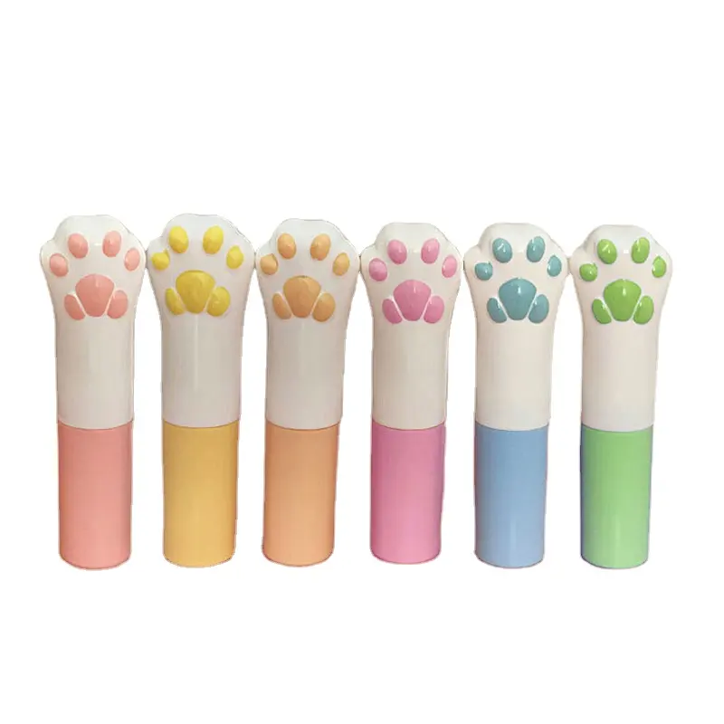 MINI tubos de brillo de labios de dibujos animados, envase de lápices de labios de colores con forma de pata de gato, envase de cosméticos vacío, botella de viaje, 4g, DIY