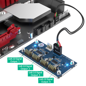 9pin USB <strong>Header</strong> Male <strong>1</strong> to 4 Female Extension Cable Card Motherboard 9-Pin USB 2.0 HUB 2 to <strong>8</strong>-Port USB 2.0 Hub with Additional Po - Product Image 5
