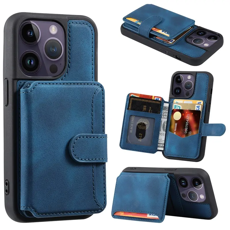Casing dompet ponsel kulit untuk samsung s23 s22 tempat kartu pu casing ponsel untuk iPhone 14 13 12 11 pro