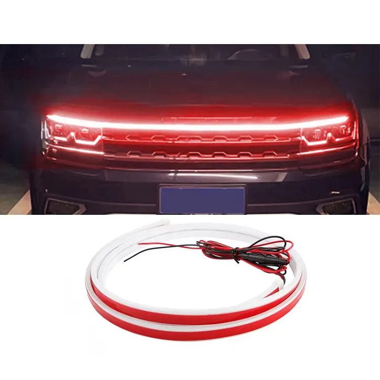 Bandes LED pour moteur automobile Guide de feux de virage Bande lumineuse décorative étanche pour capot de voiture multicolore diurne