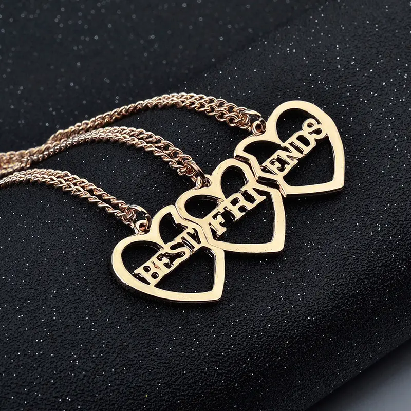 Collares de mejores amigos personalizados, cadena con colgante de corazón con nombre y letras grabadas, collares de amistad para amigos