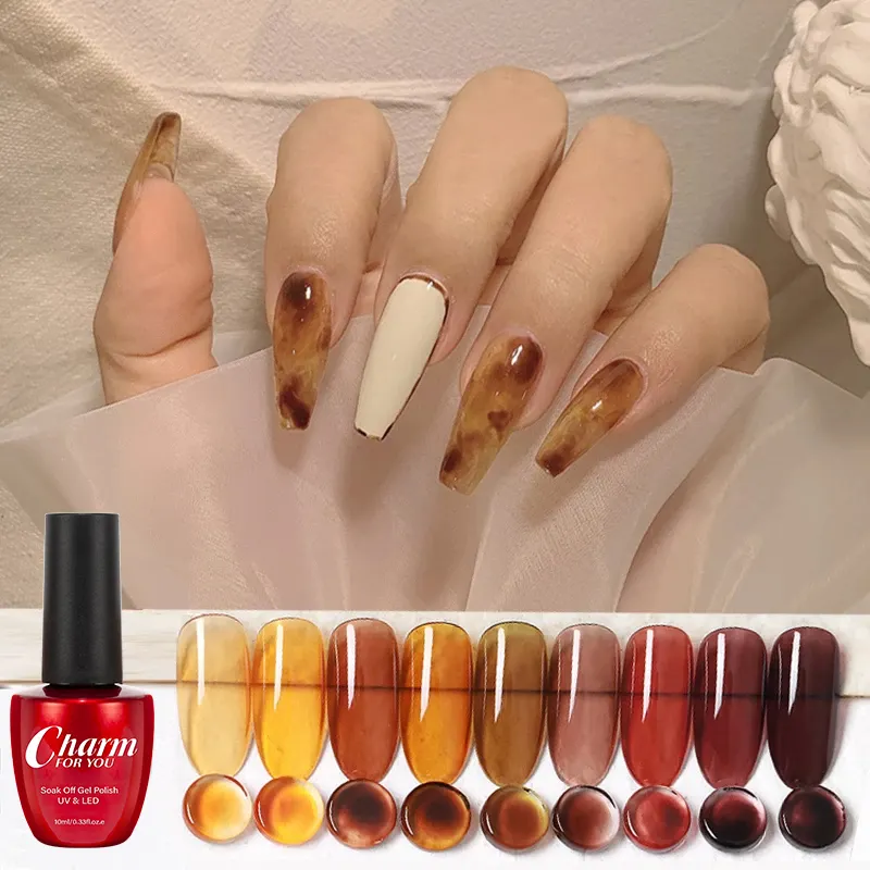 VERONNI 10ml-vernis à ongles ambre gel uv longue durée, pas d'odeur irritante, pas de rétrécissement, vernis à ongles en gel bon marché