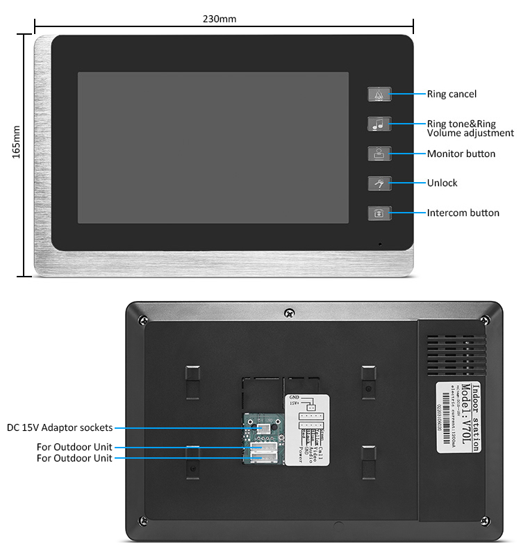 M4-V70L   factory direct good quality smart doorbell with waterproof camera video door phone system intercom doorbell