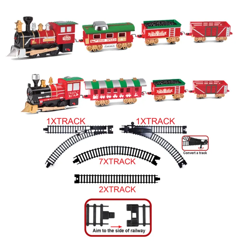 Giocattolo di binari ferroviari musicali di illuminazione del gioco elettrico di natale