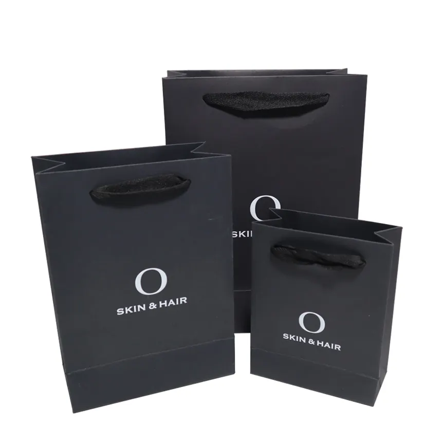 Черный роскошный логотип с золотым тиснением с белым логотипом напечатанные ювелирные изделия свадебный подарок сумка для покупок бумажная сумка