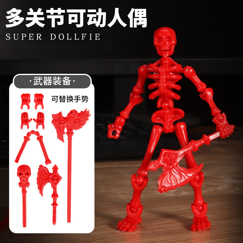 Homme nœud rouge-2 types de mains-4 armes-sac opp
